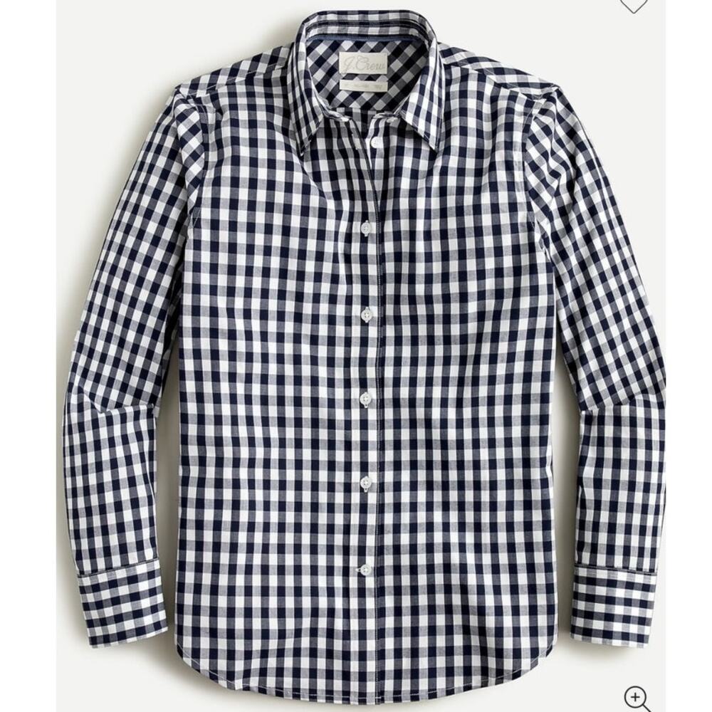 J.Crew Black White Gingham Button Front Cotton Shirt Size 4 - Picture 1 of 10
